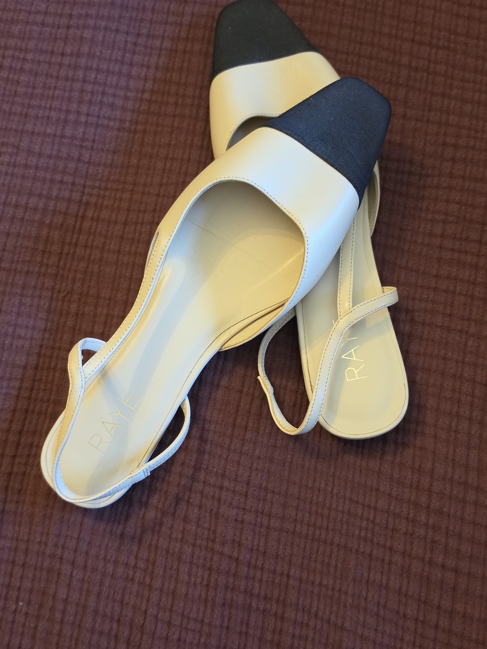 Raye Two-Tone Slingback Flats in Cream and Black